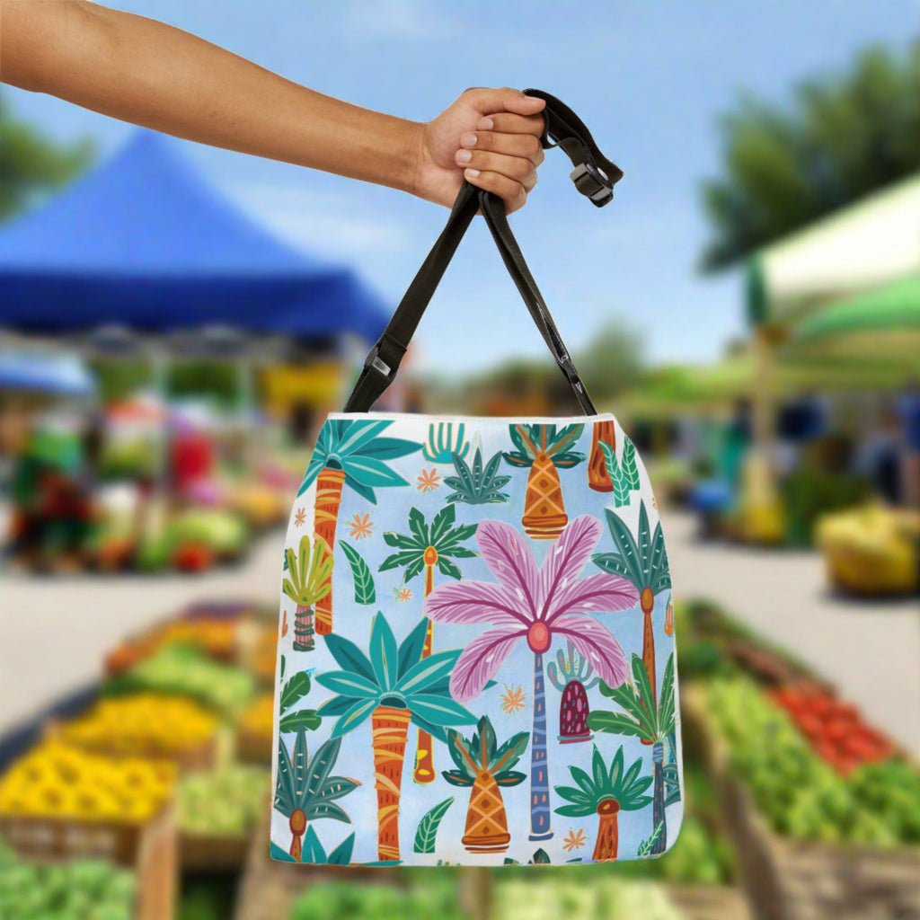 COLORFUL PALMS - Tote Bag w/ Adjustable Strap.