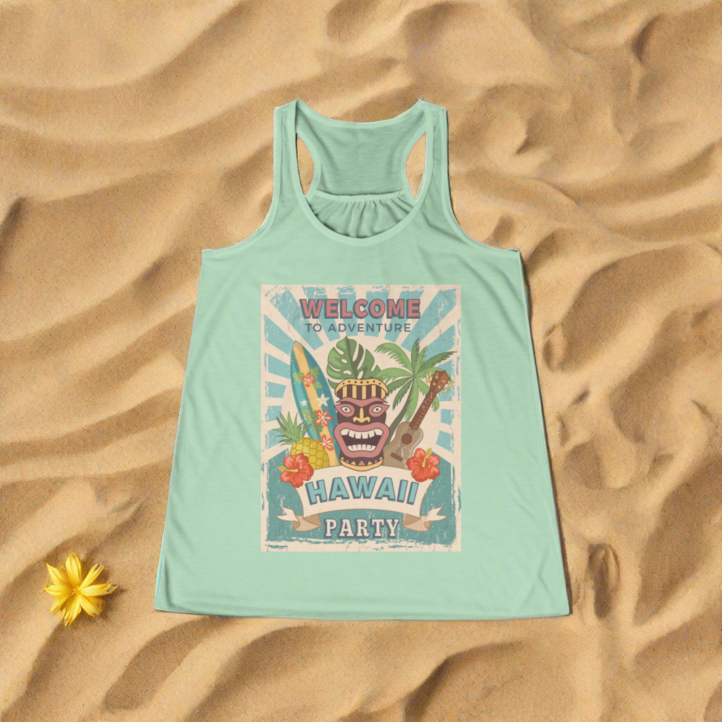 HAWAII PARTY - Women's Flowy Racerback Tank.