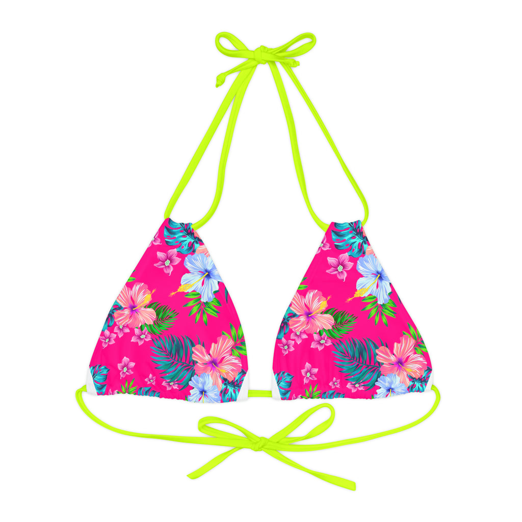 PINK ALOHA - Strappy Triangle Bikini Top.