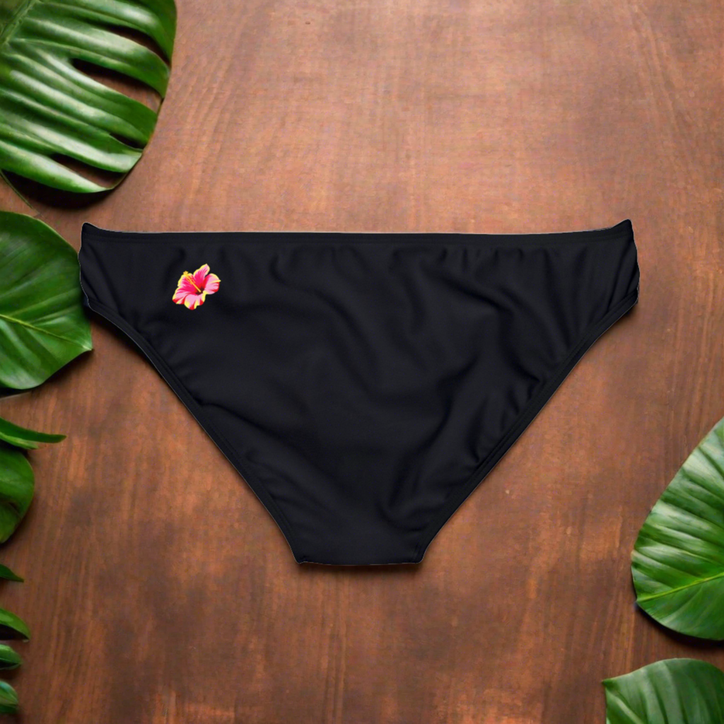 PINK HIBISCUS - Loop Tie Side Bikini Bottom.