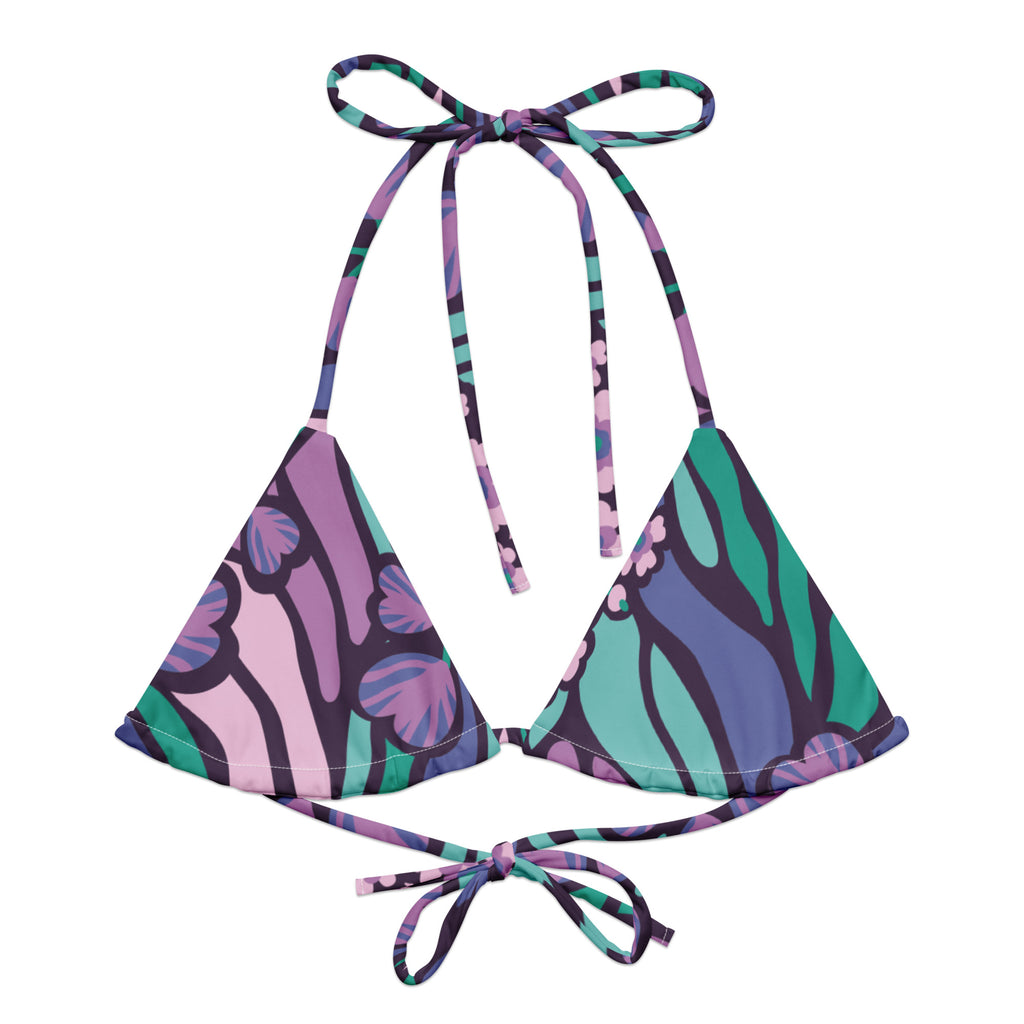 PURPLE AND TEAL - RECYCLED String Bikini Top UPF 50+.