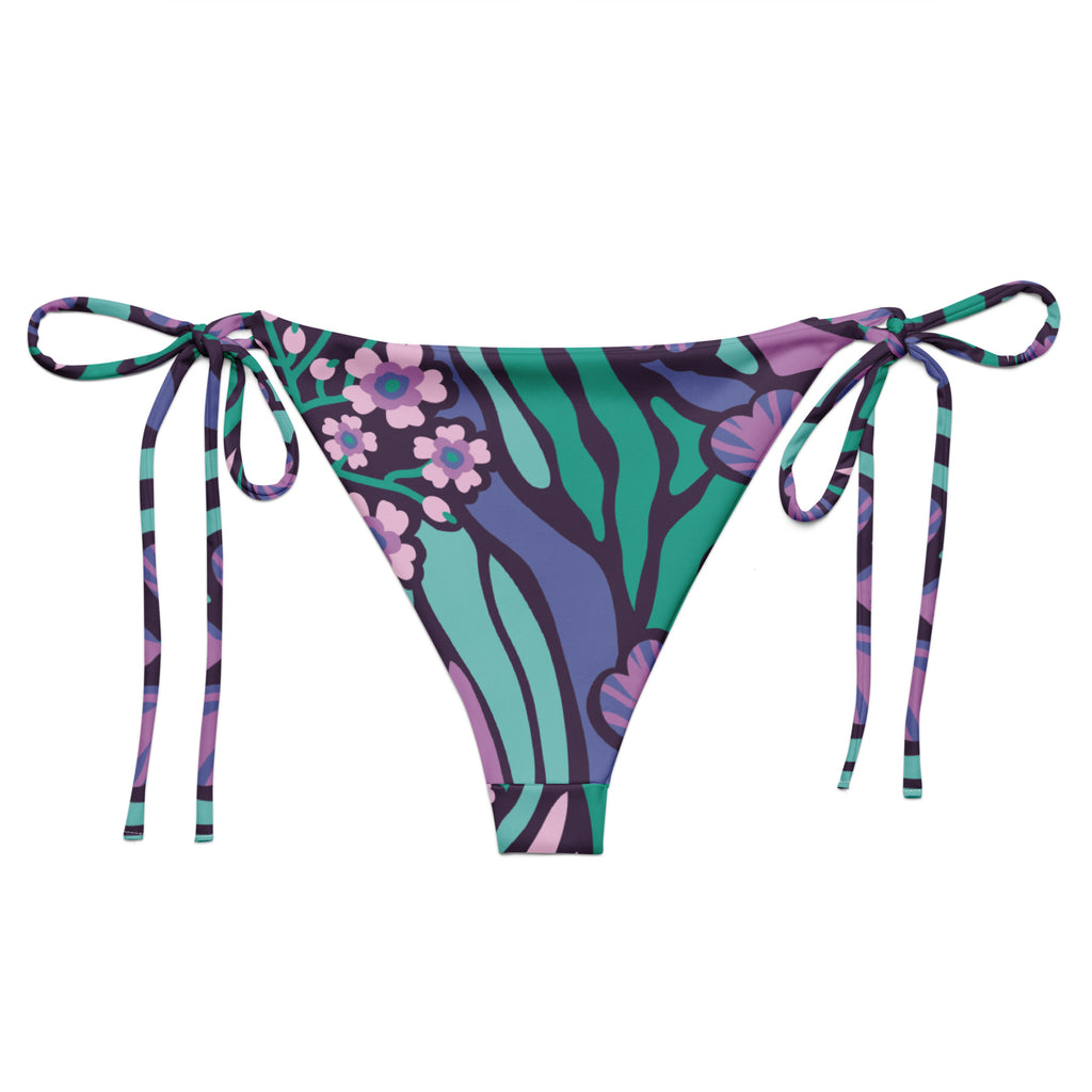 PURPLE AND TEAL - RECYCLED String Bikini Bottom with UPF 50+.