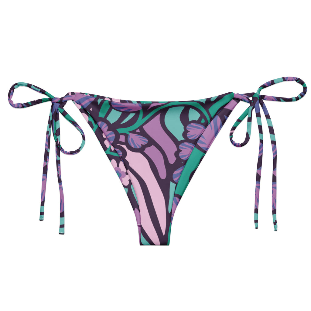 PURPLE AND TEAL - RECYCLED String Bikini Bottom with UPF 50+.