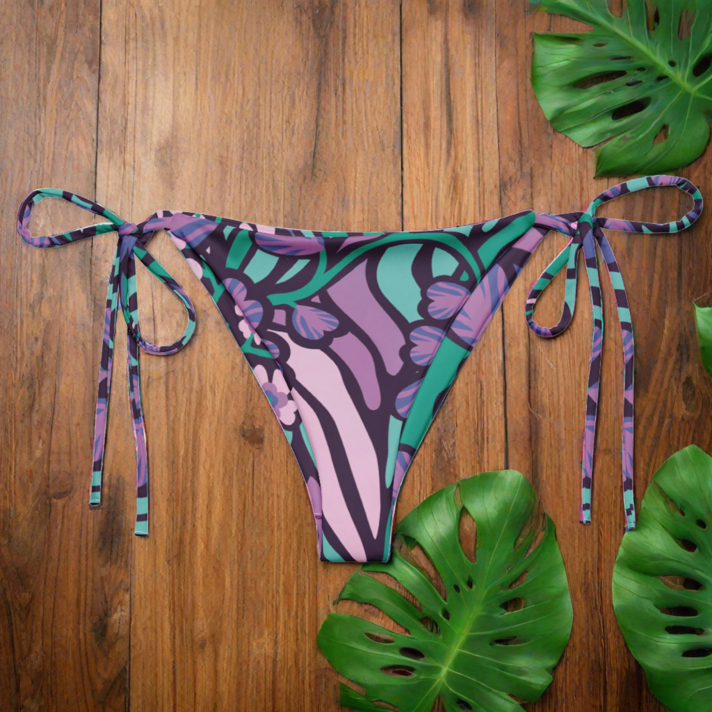 PURPLE AND TEAL - RECYCLED String Bikini Bottom with UPF 50+ – Resin Vibe