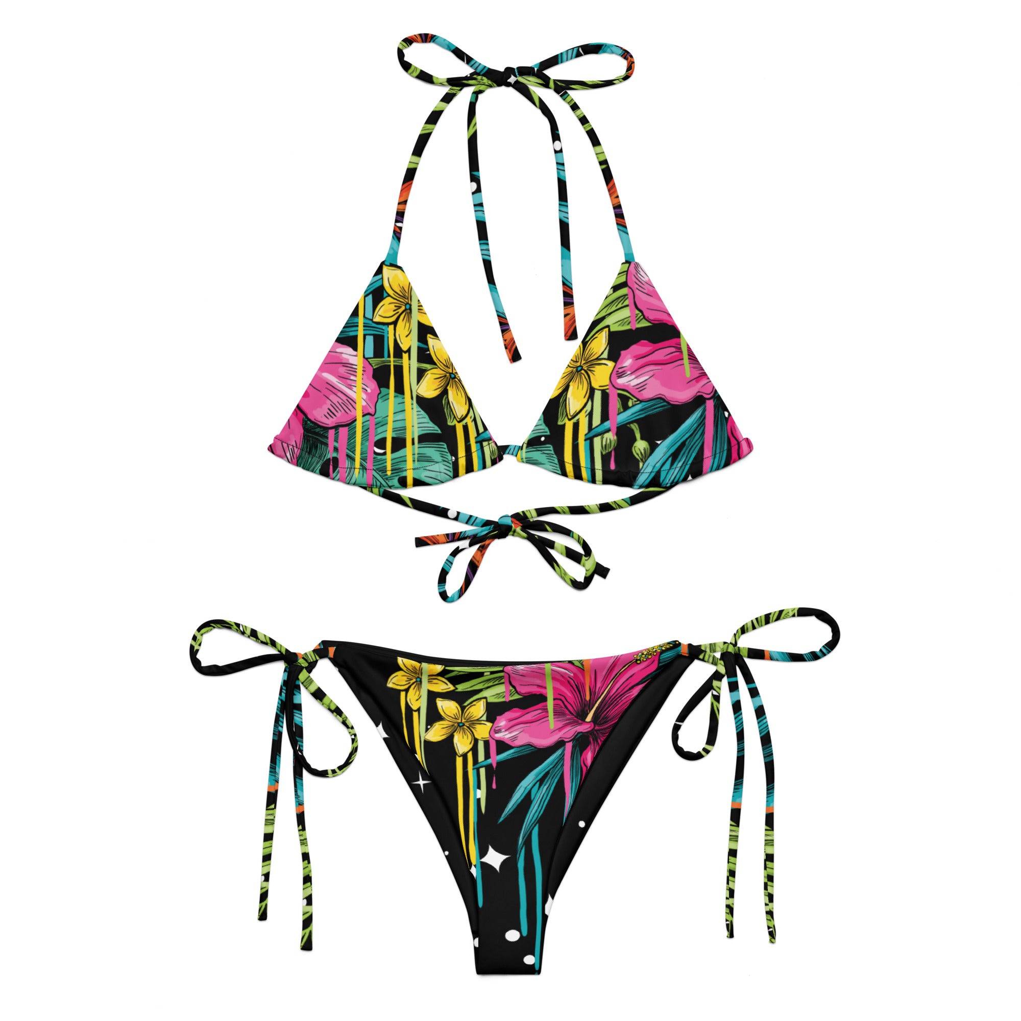TROPICAL BLACK - RECYCLED String Bikini with UPF 50+ – Resin Vibe