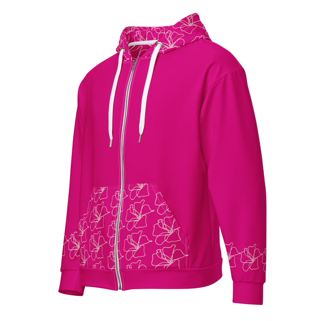 Fushia hoodie with white flowers