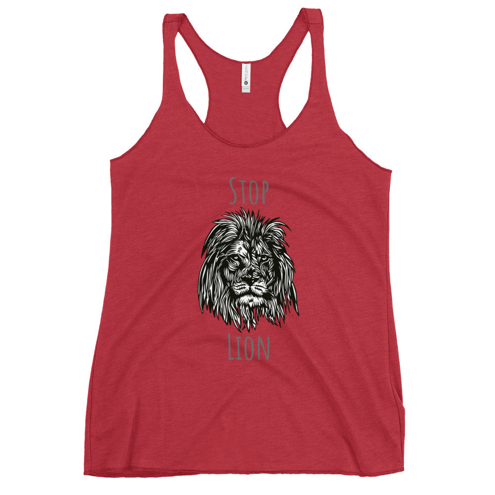 STOP LION - Women's Racerback Tank.