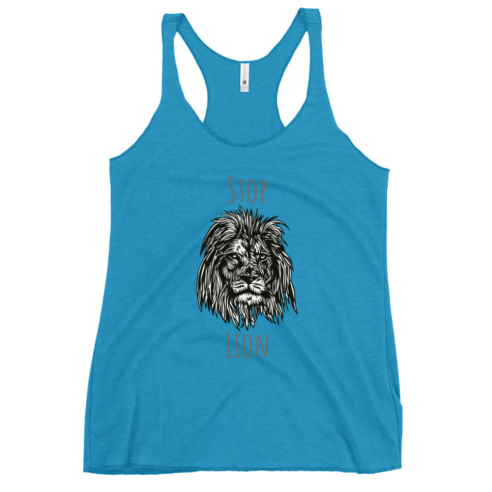 STOP LION - Women's Racerback Tank.